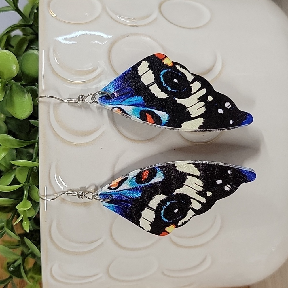 Karner Blue Butterfly Wing Drop Earrings